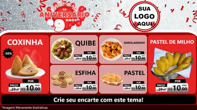 Modelo de TV para TV Horizontal com o tema Promoção de Aniversário - 9 Anos para Salgadaria