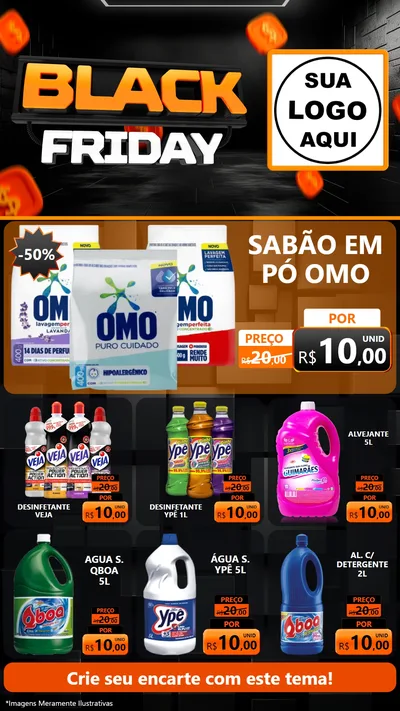 Modelo de Rede Social para Stories com o tema Black Friday para Produtos de Limpeza