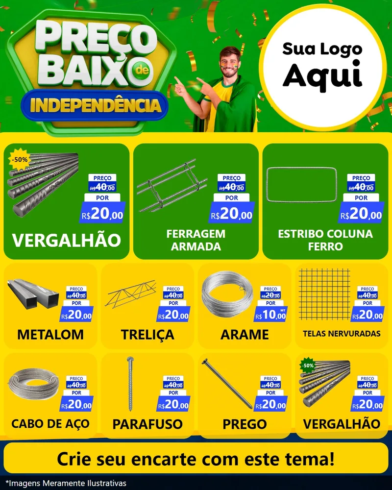 Modelo de Rede Social para Feed Instagram com o tema Preço Baixo de Independência para Ferragens