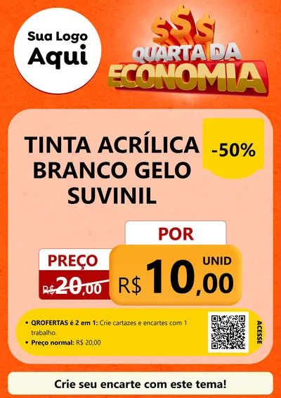 Modelo de Cartaz para Cartaz A4 Vertical com o tema Quarta da Economia para Tintas e Ferramentas