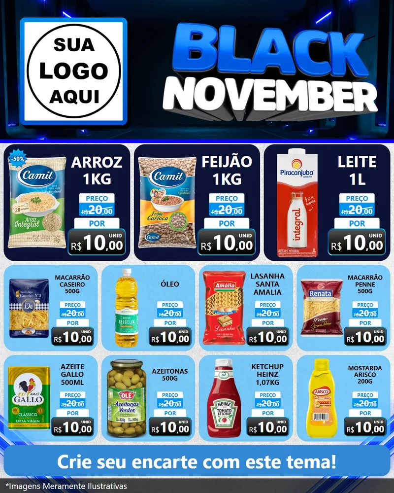 Modelo de Rede Social para Feed Instagram com o tema Black November para Supermercado