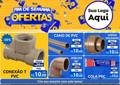 Modelo de Encarte para Encarte A4 Horizontal com o tema Fim de Semana de Ofertas para Tubos e conexões