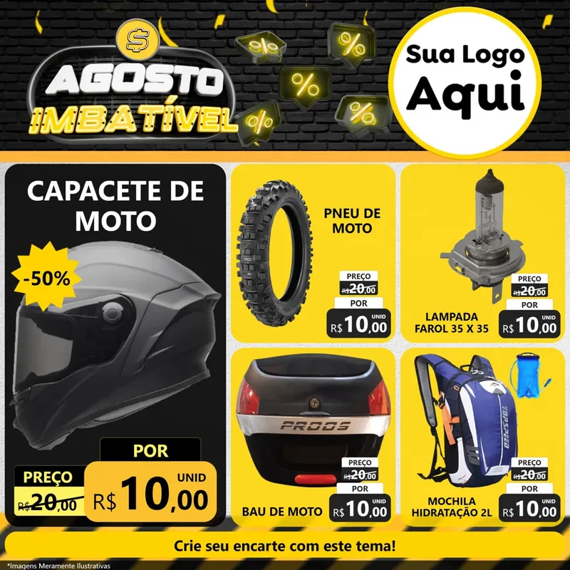 Modelo de Rede Social para Feed Facebook com o tema Agosto Imbatível para Moto peças