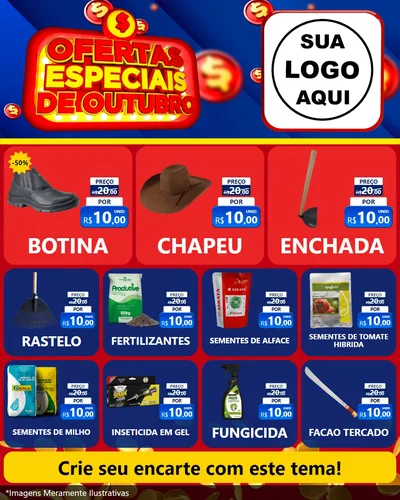 Modelo de Rede Social para Feed Instagram com o tema Ofertas Especiais de Outubro para Agropecuária