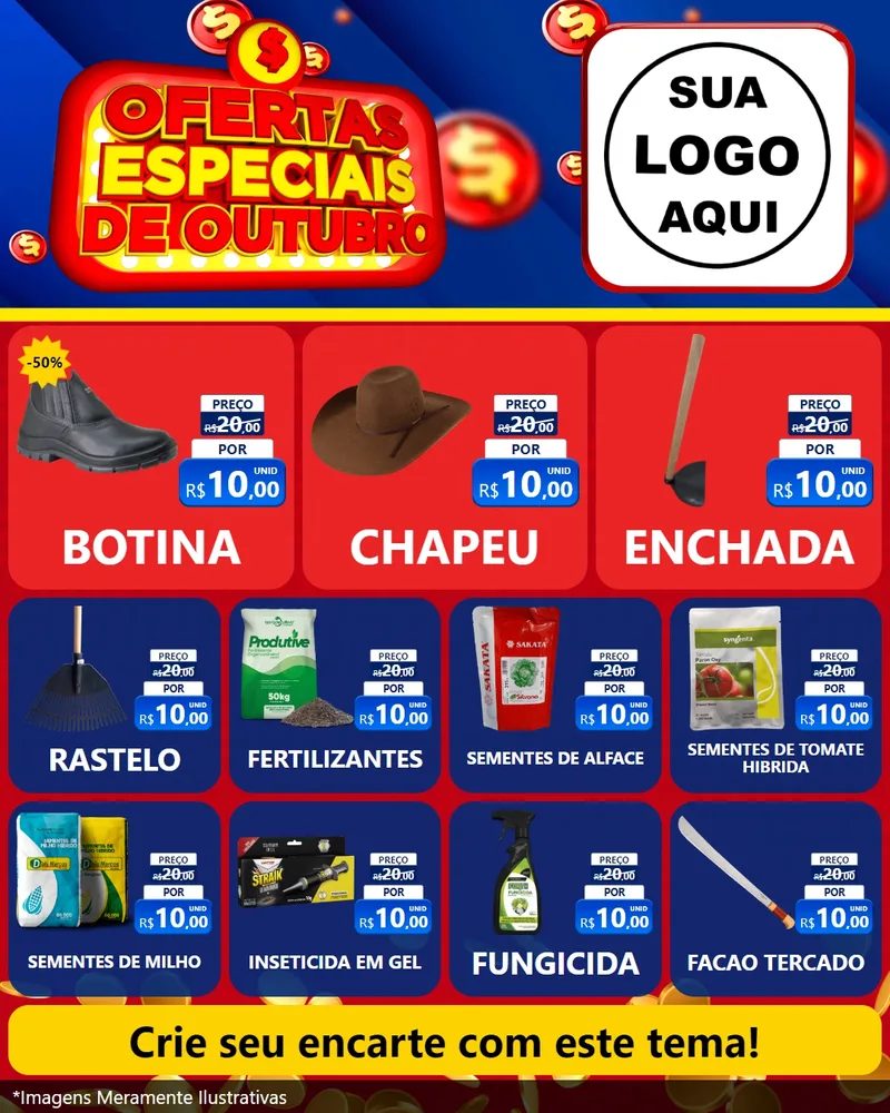 Modelo de Rede Social para Feed Instagram com o tema Ofertas Especiais de Outubro para Agropecuária