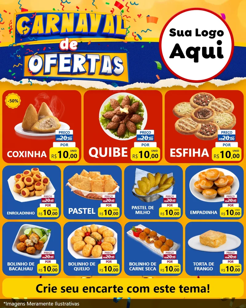 Modelo de Rede Social para Feed Instagram com o tema Carnaval de Ofertas para Salgadaria