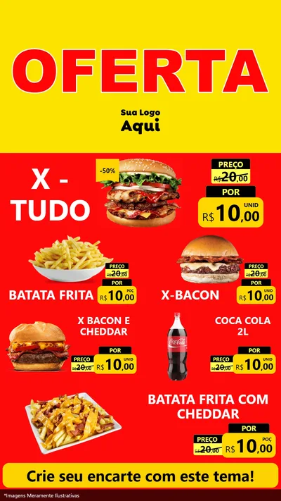Modelo de TV para TV Vertical com o tema OFERTA - Vermelho Cartaz para Hamburgueria