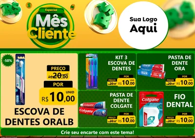 Modelo de Encarte para Encarte A4 Horizontal com o tema Especial Mês do Cliente para Higiene Pessoal
