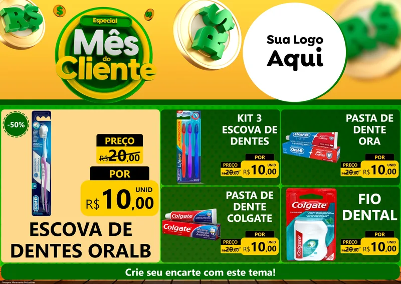 Modelo de Encarte para Encarte A4 Horizontal com o tema Especial Mês do Cliente para Higiene Pessoal