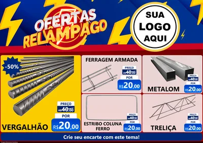 Modelo de Encarte para Encarte A4 Horizontal com o tema Ofertas Relâmpago para Ferragens