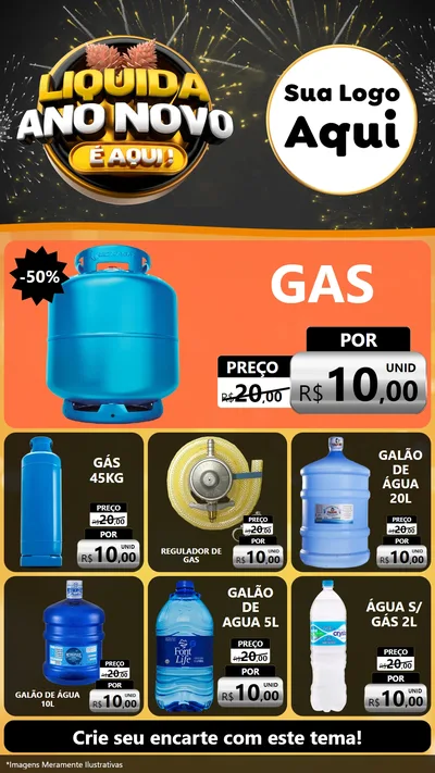 Modelo de Rede Social para Stories com o tema Liquida Ano Novo É Aqui! para Água e gás