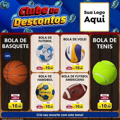 Modelo de Rede Social para Feed Facebook com o tema Clube de Descontos para Artigos Esportivos