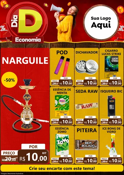 Modelo de Encarte para Encarte A4 Vertical com o tema Dia D Economia para Tabacaria