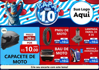 Modelo de Encarte para Encarte A4 Horizontal com o tema Papai Nota 10 para Moto peças
