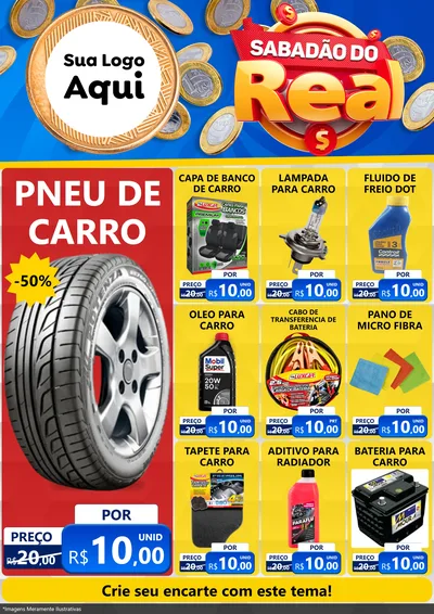 Modelo de Encarte para Encarte A4 Vertical com o tema Sabadão do Real para Auto peças