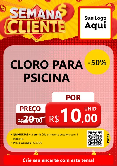 Modelo de Cartaz para Cartaz A4 Vertical com o tema Semana do Cliente para Produtos para Piscina