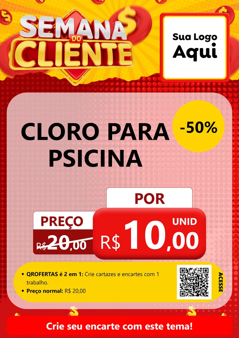 Modelo de Cartaz para Cartaz A4 Vertical com o tema Semana do Cliente para Produtos para Piscina