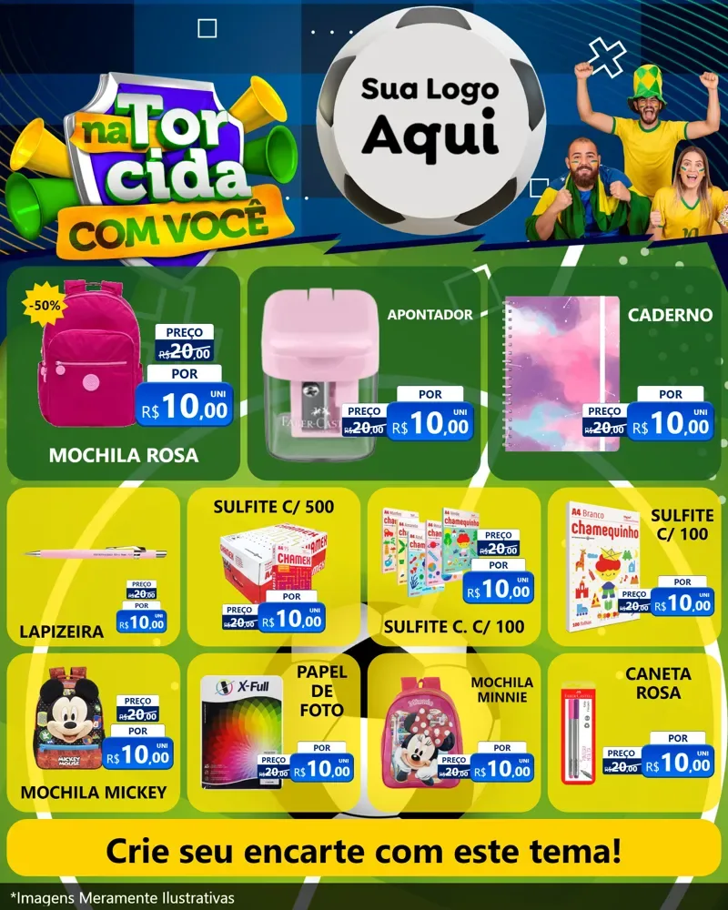 Modelo de Rede Social para Feed Instagram com o tema Na Torcida Com Você - Copa para Papelaria