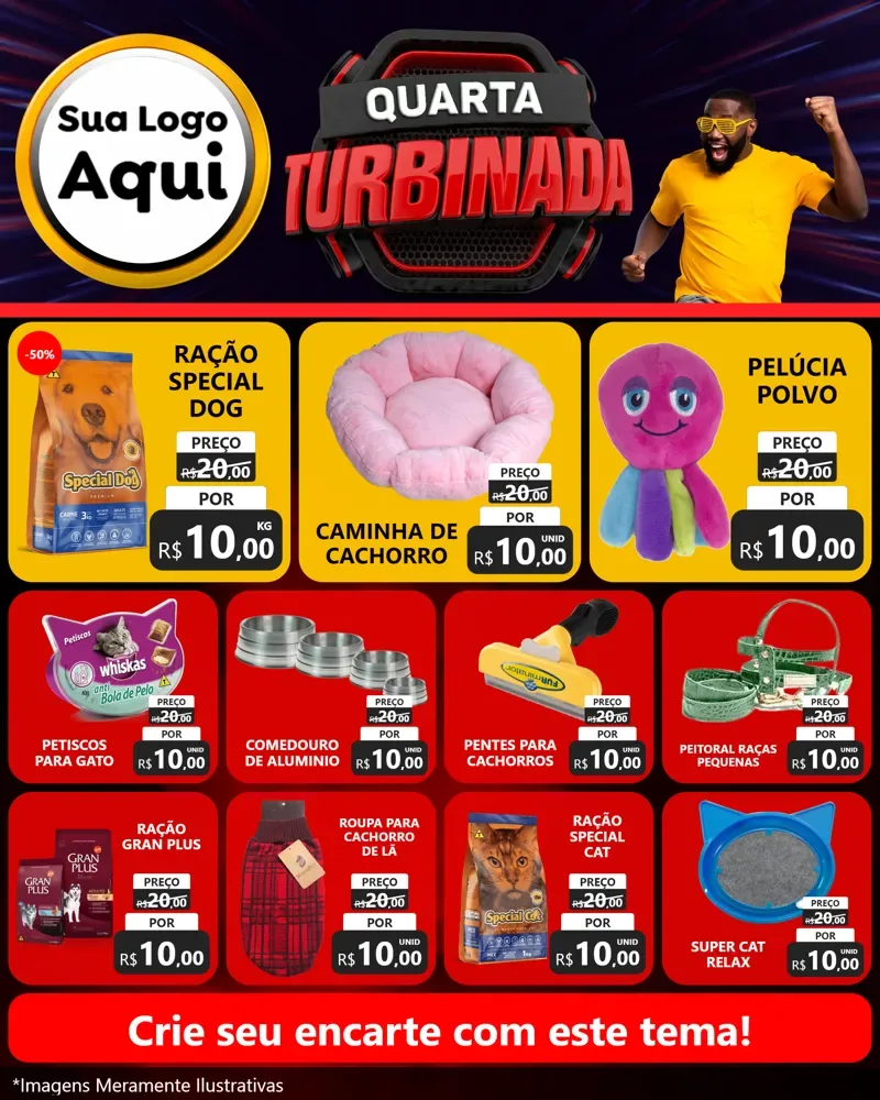Modelo de Rede Social para Feed Instagram com o tema Quarta Turbinada para Pet Shop