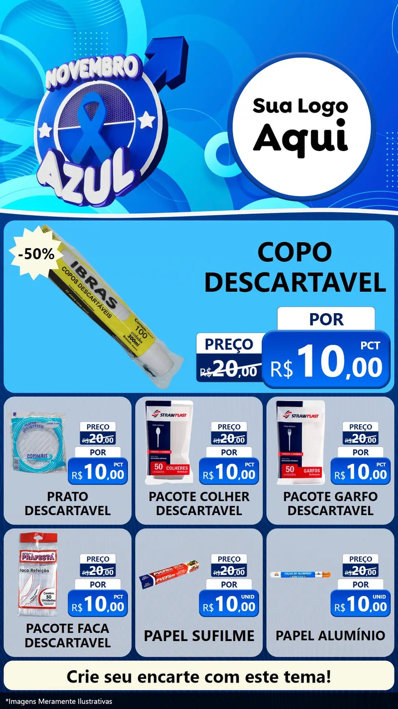 Modelo de Rede Social para Stories com o tema Novembro Azul para Embalagens