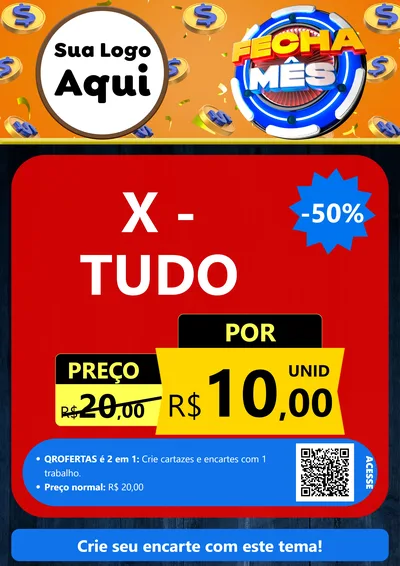 Modelo de Cartaz para Cartaz A4 Vertical com o tema Fecha Mês para Hamburgueria