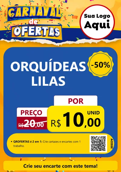 Modelo de Cartaz para Cartaz A4 Vertical com o tema Carnaval de Ofertas para Floricultura e jardim