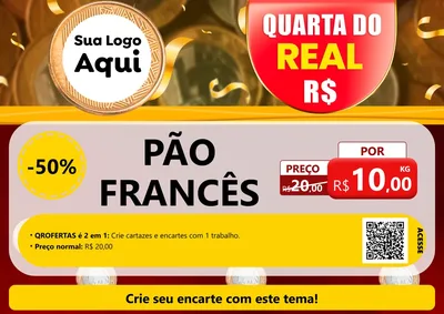 Modelo de Cartaz para Cartaz A4 Horizontal com o tema Quarta do Real para Padaria