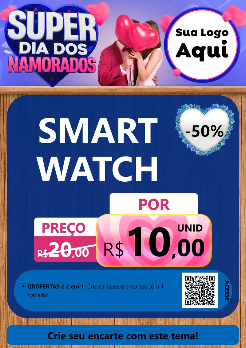 Modelo de Cartaz para Cartaz A4 Vertical com o tema Super Dia dos Namorados para Informática