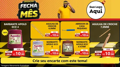 Modelo de TV para TV Horizontal com o tema Operação Fecha Mês para Armarinho e Aviamentos