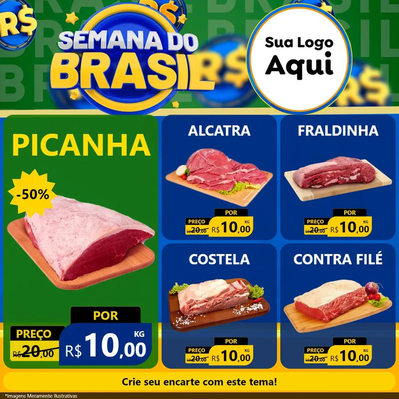 Modelo de Rede Social para Feed Facebook com o tema Semana Do Brasil para Açougue