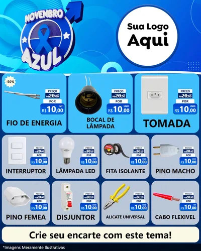 Modelo de Rede Social para Feed Instagram com o tema Novembro Azul para Materiais Elétricos