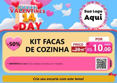 Modelo de Cartaz para Cartaz A4 Horizontal com o tema Valentine's Day para Utilidades Domésticas