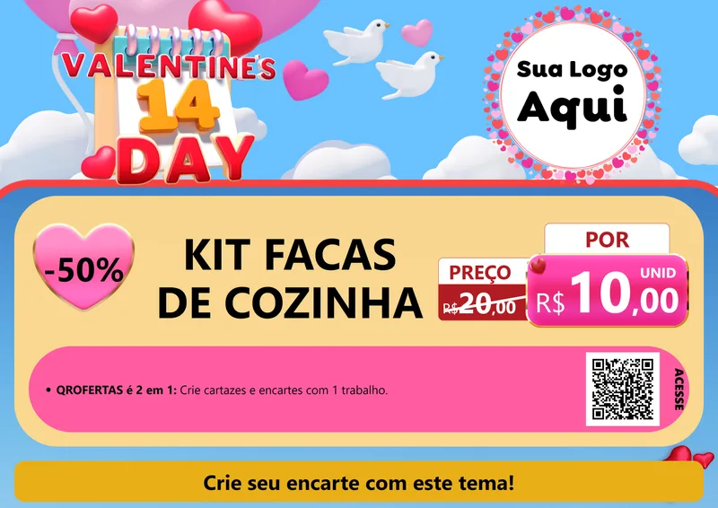 Modelo de Cartaz para Cartaz A4 Horizontal com o tema Valentine's Day para Utilidades Domésticas