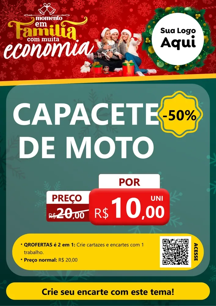 Modelo de Cartaz para Cartaz A4 Vertical com o tema Momento em Família (Natal) para Moto peças