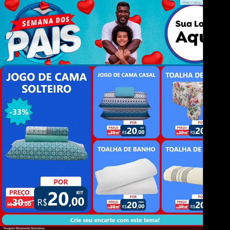 Modelo de Rede Social para Feed Facebook com o tema Semana Dos Pais para Cama, Mesa e Banho