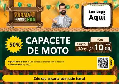 Modelo de Cartaz para Cartaz A4 Horizontal com o tema Arraiá do preço bão para Moto peças