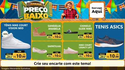 Modelo de TV para TV Horizontal com o tema Arraiá de Preço Baixo - Junina para Calçados