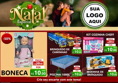 Modelo de Encarte para Encarte A4 Horizontal com o tema Natal Especial para Brinquedos