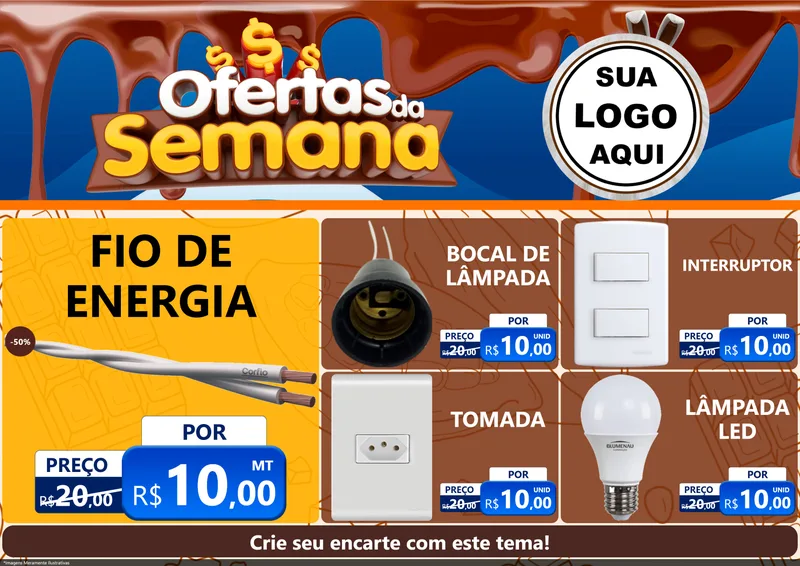 Modelo de Encarte para Encarte A4 Horizontal com o tema Ofertas da Semana - Páscoa para Materiais Elétricos