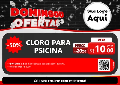 Modelo de Cartaz para Cartaz A4 Horizontal com o tema Domingou de Ofertas para Produtos para Piscina