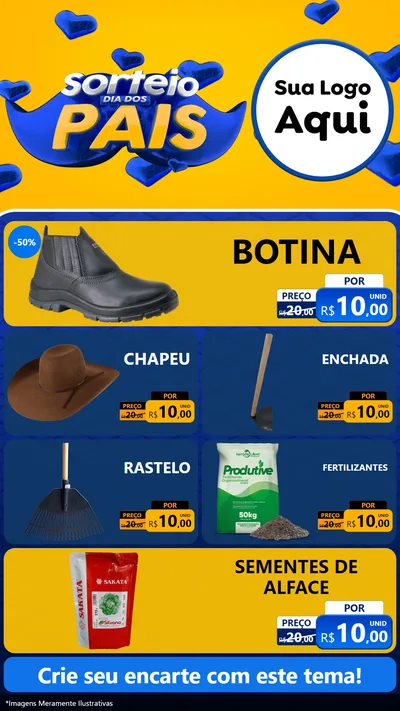 Modelo de TV para TV Vertical com o tema Sorteio Dia dos Pais para Agropecuária