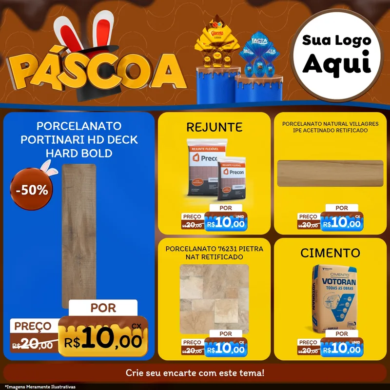 Modelo de Rede Social para Feed Facebook com o tema Páscoa para Pisos e revestimentos