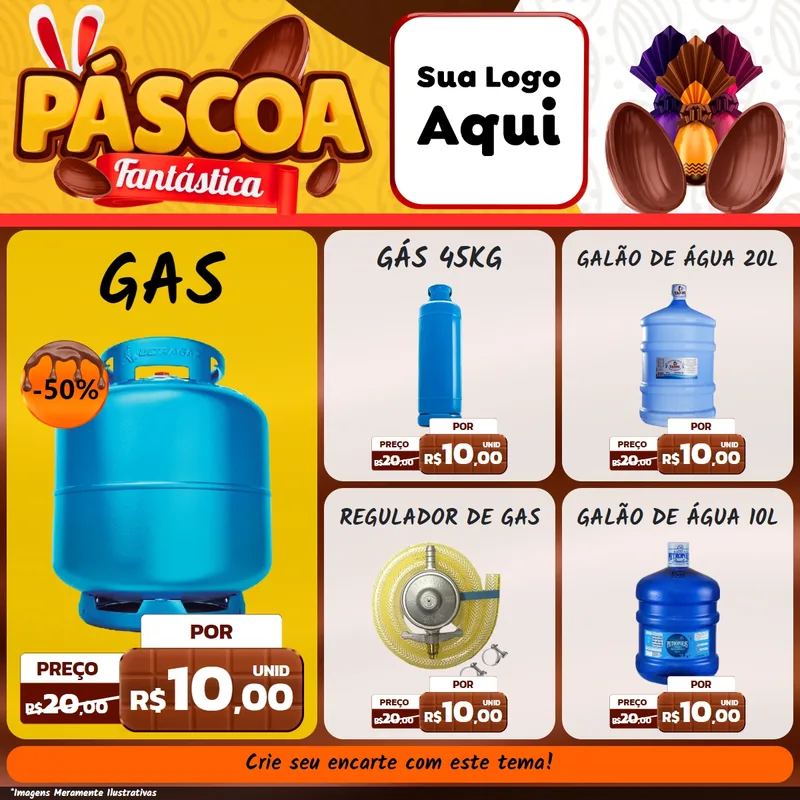Modelo de Rede Social para Feed Facebook com o tema Páscoa Fantástica para Água e gás