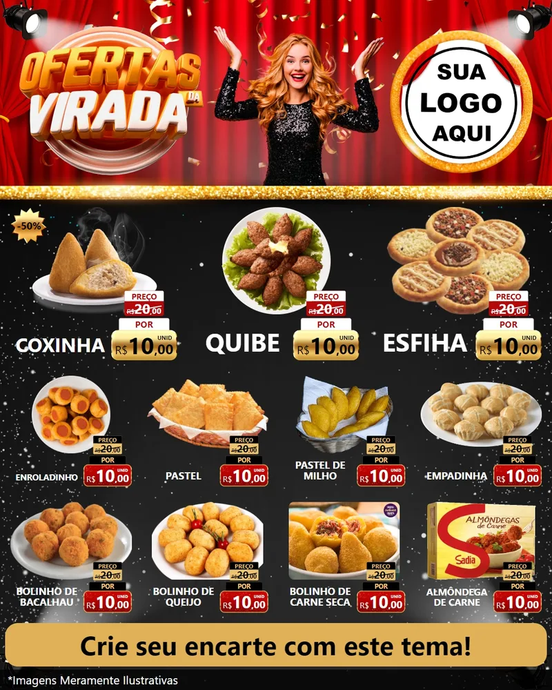 Modelo de Rede Social para Feed Instagram com o tema Ofertas da Virada para Salgadaria