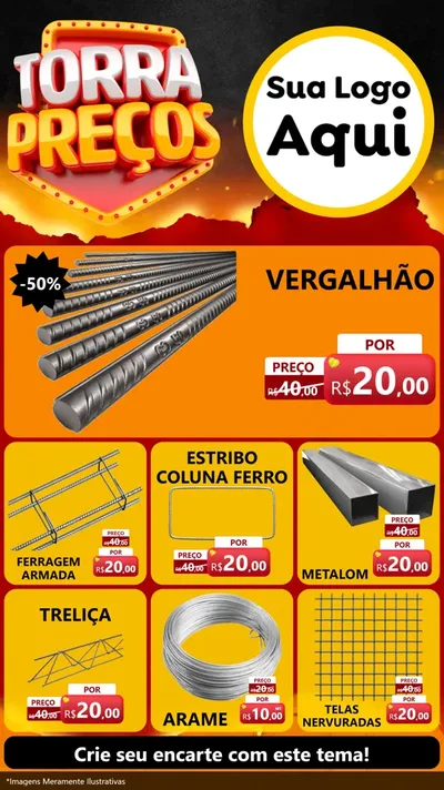Modelo de Rede Social para Stories com o tema Torra Preços para Ferragens