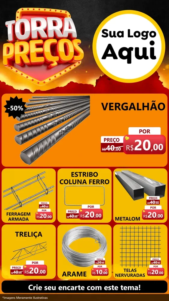 Modelo de Rede Social para Stories com o tema Torra Preços para Ferragens