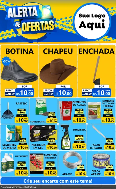 Modelo de Encarte para Encarte Grande com o tema Alerta de Ofertas para Agropecuária