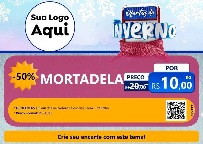 Modelo de Cartaz para Cartaz A4 Horizontal com o tema Ofertas de Inverno para Frios e Laticínios