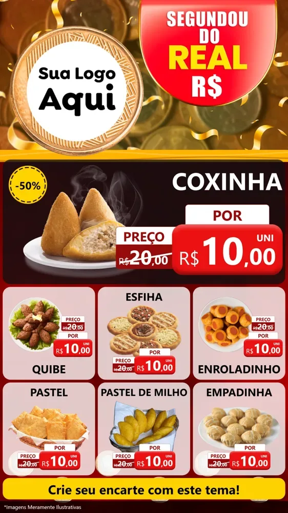 Modelo de Rede Social para Stories com o tema Segundou do Real para Salgadaria