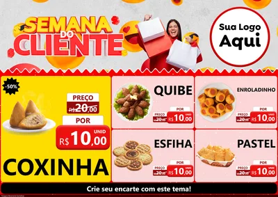 Modelo de Encarte para Encarte A4 Horizontal com o tema Semana do Cliente para Salgadaria